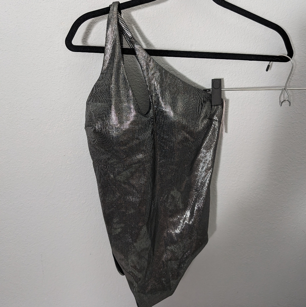 Victoria's Secret Swim one shoulder metallic one piece sz Med
